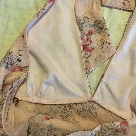 Y2K Forever 21 Floral Halter Tie Pink Top Women’s Medium - Picture 8 of 9